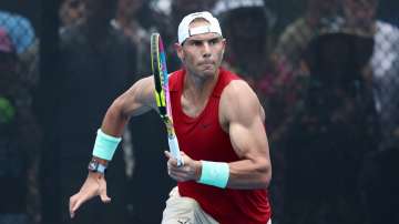 Rafael Nadal in a training session at Brisbane International on December 31, 2023