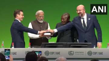 PM Modi launches Green Credit Initiative with others at COP28 in Dubai.