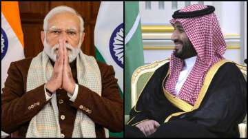 Prime Minister Narendra Modi with Saudi Crown Prince Mohammed bin Salman.