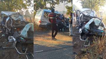 Horrific collision between truck and car in Nagpur 