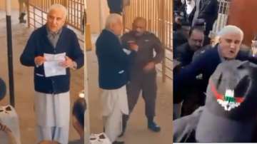 Screengrabs of Pakistan's former Foreign Minister Shah Mahmood Qureshi when he was arrested.