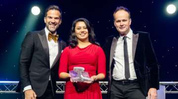 Smital Dhake while taking RailStaff Awards in UK