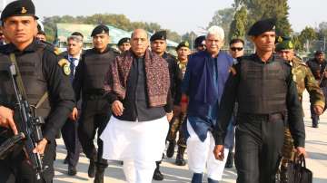 Defence Minister Rajnath Singh and J&K LG Manoj Sinha