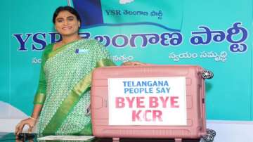 YS Sharmila with the suitcase she sent KCR.