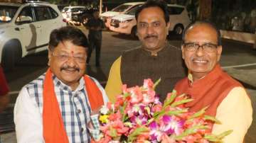 MLA Kailash Vijayvargiya meets Madhya Pradesh Chief Minister Shivraj Singh Chouhan.