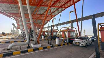 Toll tax collection on the newly-inaugurated Delhi-Mumbai Expressway in Gurugram.
