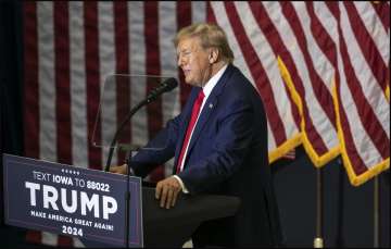 US President Donald Trump in Cedar, Iowa.