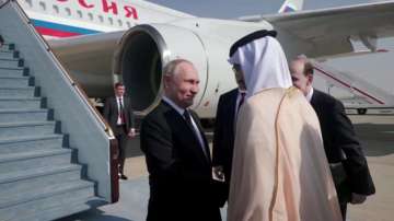 Russian President Vladimir Putin as he lands in Abu Dhabi for COP28 Summit