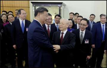 Chinese President Xi Jinping with Vietnamese Communist Party General Secretary Nguyen Phu Trong.