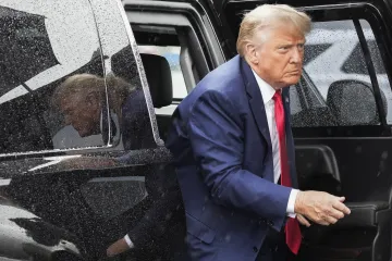 US former President Donald Trump snapped before reaching the courtroom