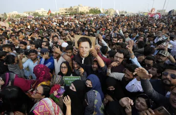 PTI Supporters gathered to welcome their leader.