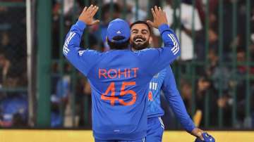 Rohit Sharma and Virat Kohli during the third T20I against Afghanistan