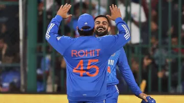 Rohit Sharma and Virat Kohli during the third T20I against Afghanistan