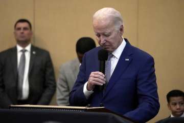 US President Joe Biden while speaking to reporters in Washington.
