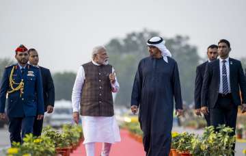 PM Modi with UAE President Mohamed bin Zayed Al Nahyan
