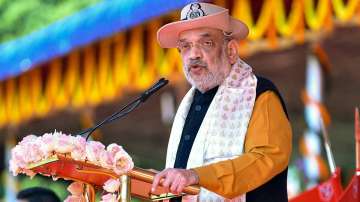 Union Home Minister Amit Shah speaks during the 60th Raising Day ceremony of Sashastra Seema Bal (SSB) in Tezpur.