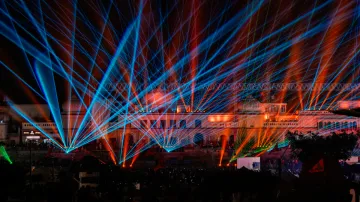 Laser show at Ram ki Paidi Saryu ghat in Ayodhya