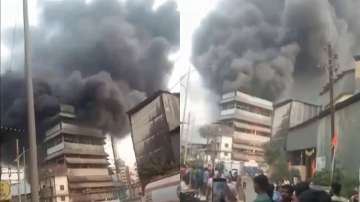 Flames erupt in a chemical factory 