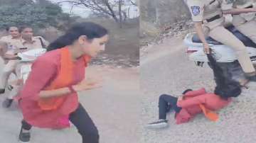 The video of a girl being dragged by police personnel goes viral