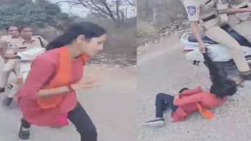 The video of a girl being dragged by police personnel goes viral