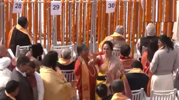 Hema Malini and Sadhvi Niranjan Jyoti at Ram Temple in Ayodhya