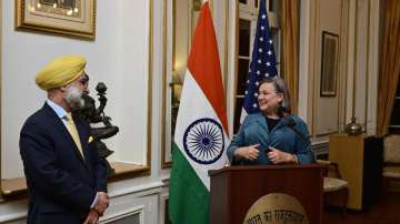 Outgoing Indian Ambassador to US Taranjit Sandhu during a farewell function.