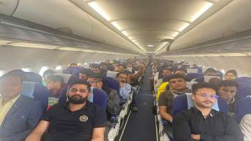 Passengers inside the IndiGo flight