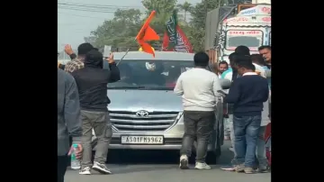 People gather around Nyay Yatra's cavalcade in Sonitpur