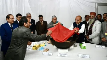 Union Finance Minister Nirmala Sitharaman participates in Halwa ceremony 