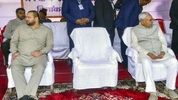 Bihar Chief Minister Nitish Kumar with Deputy Chief Minister Tejashwi Yadav in Patna (File photo)