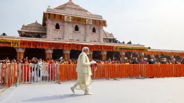 Prime Minister Narendra Modi at the Pran Pratishtha ceremony of Ram temple, in Ayodhya.