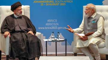 Prime Minister Narendra Modi during a meeting with the Iranian President Ebrahim Raisi 