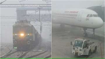 Trains delayed, flights delayed, dense fog, low visibility