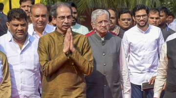 Shiv Sena (UBT) chief Uddhav Thackeray with other party leaders in Nagpur (File photo)