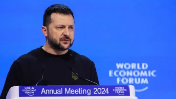 Ukraine President Volodymyr Zelenskyy at WEF meeting at Davos. 