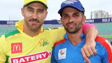 Faf du Plessis and Keshav Maharaj.