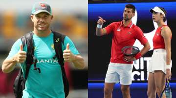 David Warner, Novak Djokovic and Olga Danilovic.