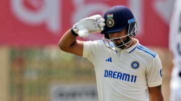 Dhruv Jurel salutes after getting his maiden Test fifty against England in Ranchi