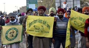 Farmers gather at the Punjab-Haryana Shambhu border during their Delhi Chalo march