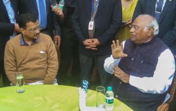 Arvind Kejriwal with Mallikarjun Kharge