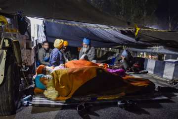 Protesting farmers at Shambhu border