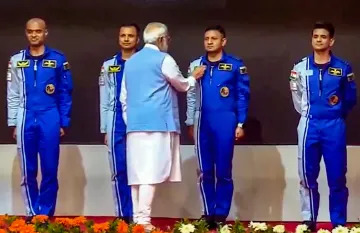 PM Modi with 4 Gaganyaan Mission astronauts