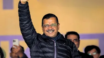 Delhi Chief Minister and AAP Convener Arvind Kejriwal during a public meeting.