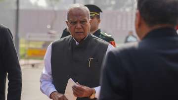 Banwarilal Purohit at the Parliament House complex during the Budget session, in New Delhi.