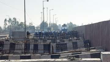 Police barricades were put up at the Shambhu border (Punjab-Haryana) 