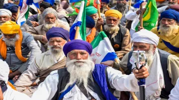 Farmers at the Punjab-Haryana Shambhu border