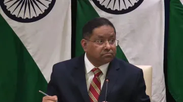 MEA spokesperson Randhir Jaiswal during a weekly presser in New Delhi.