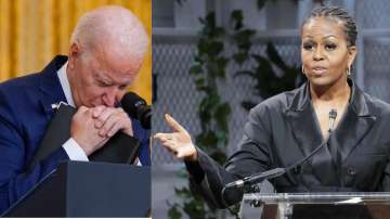Michelle Obama (R) and US President Joe Biden (L)