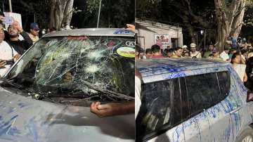 A car was allegedly attacked by BJP supporters.