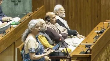 Union Finance Minister Nirmala Sitharaman presents the Interim Budget 2024 in the Lok Sabha, at Parliament House in New Delhi.